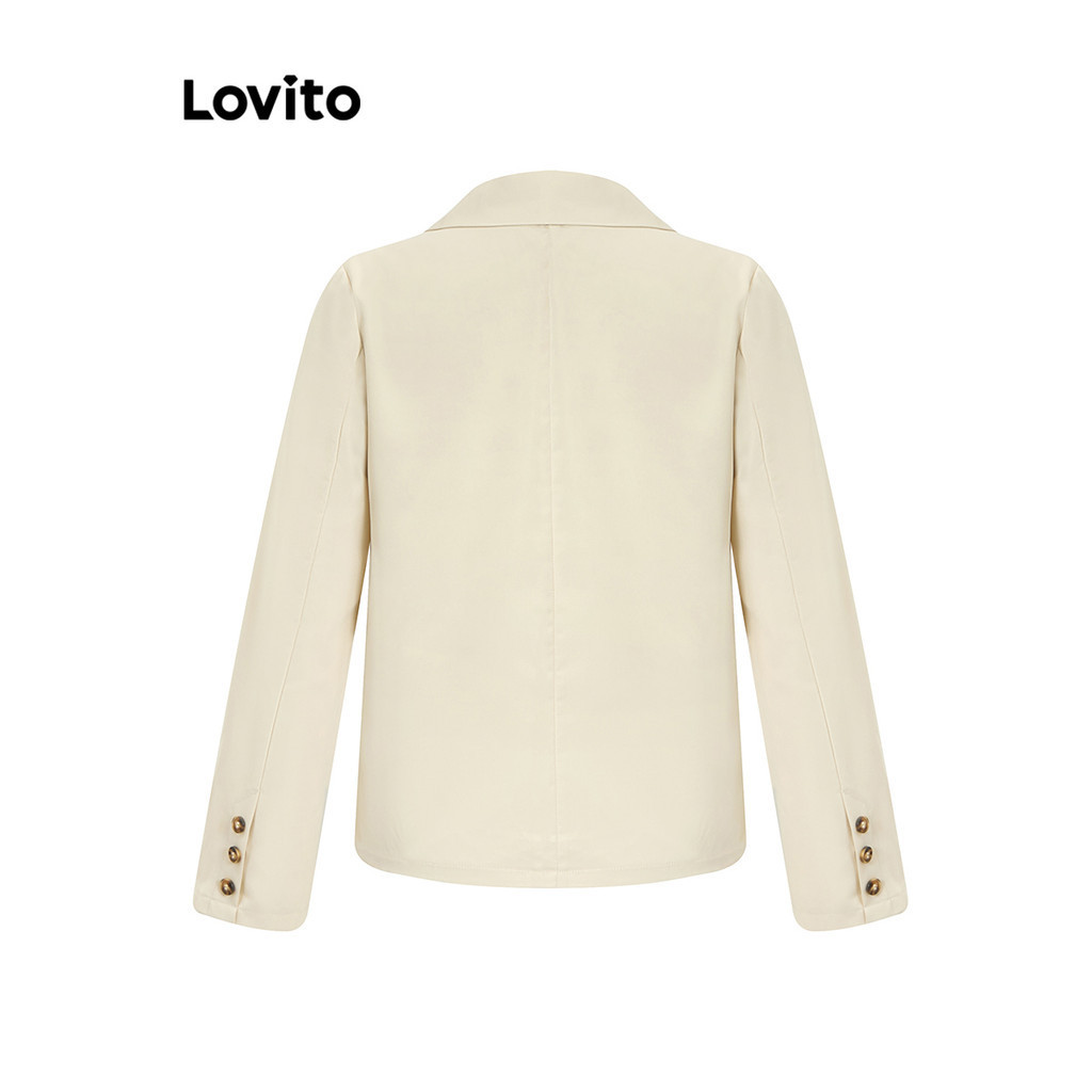 Áo blazer Lovito có nút màu trơn phong cách thường ngày cho nữ LNE36292