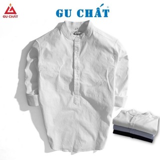 Áo Sơ Mi Nam Dài Tay GU CHẤT, Vải Đủi Mịn Màng, Thoáng Mát, Thiết Kế Cổ Trụ Sang Trọng - GUD14