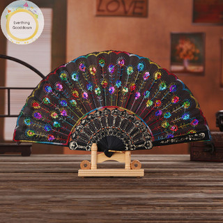 Everthinggooddown Gothic Feather Folding Fan Sweet Fairy Girl Dark Gothic Court Dance Hand Gift vn