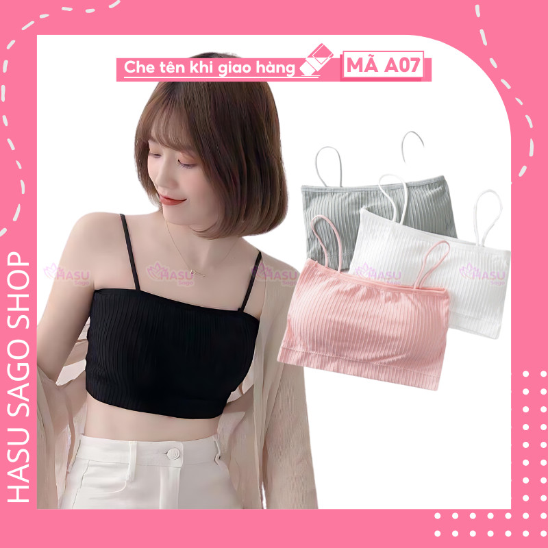 [A07] Áo Lót Quây, Áo Ngực Áo Bra Áo Ống 2 Dây Cotton Gân Tăm Có Mút Ngực Tháo Rời Freesize Từ 35-55