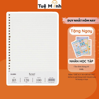 Ruột sổ còng Klong B5 100 tờ (200 trang) kẻ ngang lined châm MS 548 giấy thay refill binder Klong