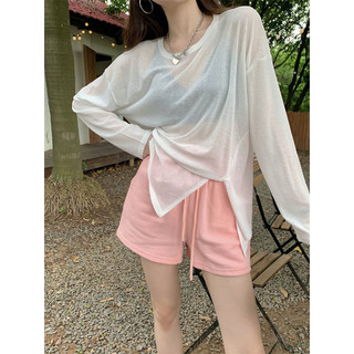 Jiashuchen Quần Áo Mới Tia Cực Tím Mùa Hè Học Sinh Phiên Bản Hàn Quốc Rời Áo Thun Mỏng Ice Silk Dài Tay Top