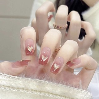 Pure Hand-Worn Nail Tip Nail Tip Nail Tip Nail Patch Pure Desire Lovely Heart Shape Sweetheart