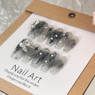 Handmade Mặc Đầu Móng Tay Miếng Dán Móng Tay Lưới Bướm Đỏ