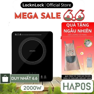 Bếp điện từ đơn LocknLock cảm ứng Chính hãng, 8 mức nhiệt, công suất cao 2000W nấu nhanh tiết kiệm điện EJI411 - HAPOS