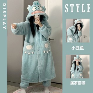 Áo khoác mặc ngủ Dễ Thương Clown Fish Coral Fleece Dày  Pajama Nữ  Mới Thu Mùa Đông , xu hướng ấm áp