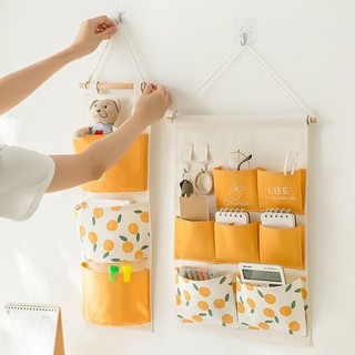 Set 2 túi vải treo tường 3 ngăn và 7 ngăn họa tiết xinh xắn