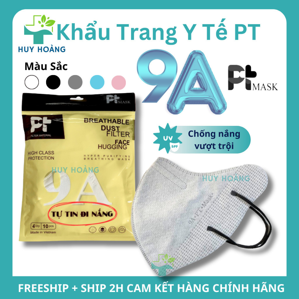 Khẩu Trang 9A PT Phương Tuyến 50 chiếc chống nắng, khẩu trang 9A PT Mask có túi zip chống bụi