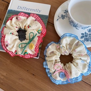 1 chiếc gấu anh đào in hình dây buộc tóc scrunchies cao su đuôi ngựa phụ kiện tóc
