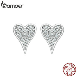 Bamoer 925 sterling sliver studs bông tai trái tim trang sức quà tặng cho nữ