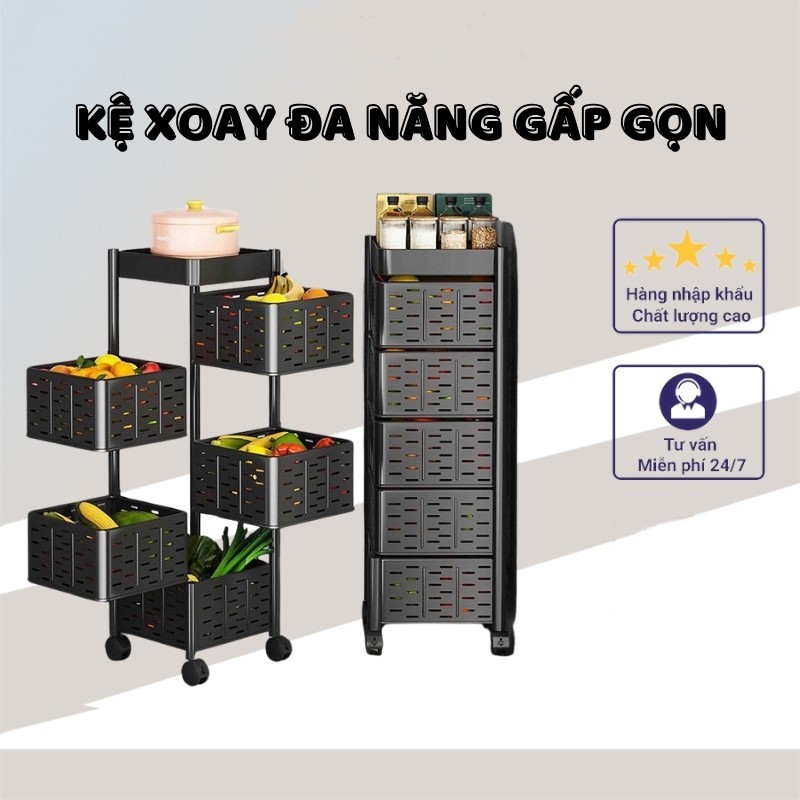 Kệ Đa Năng Xoay 360 độ 3 Tầng 4 Tầng 5 Tầng -Kệ bếp、Kệ phòng tắm Không Gỉ