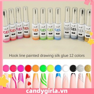 ✳candy monja nail art liner polish 8ml 12 màu sơn lấp lánh gel acrylic ngâm tắt uv led varnish wash free ngâm nail art vẽ gel nail polish nail art for nail shop girla.vn