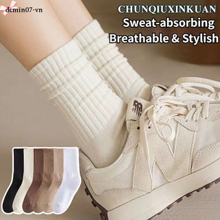 Vớ Thể Thao Ống Dài Vừa Kẻ Sọc Dọc Mềm Mại Và Thoải Mái Màu Trơn Thời Trang Xuân Thu Cho Nữ ruiyan