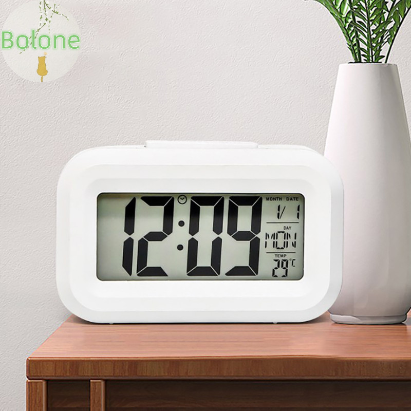 Bolone LED Kỹ Thuật Số Phát Sáng Ban Đêm Đồng Hồ Báo Thức Điện Tử Cho Văn Phòng Tại Nhà Đèn Nền Snooze Lịch Đồng Hồ Nhiệt Độ Đồng Hồ Điện Tử VN