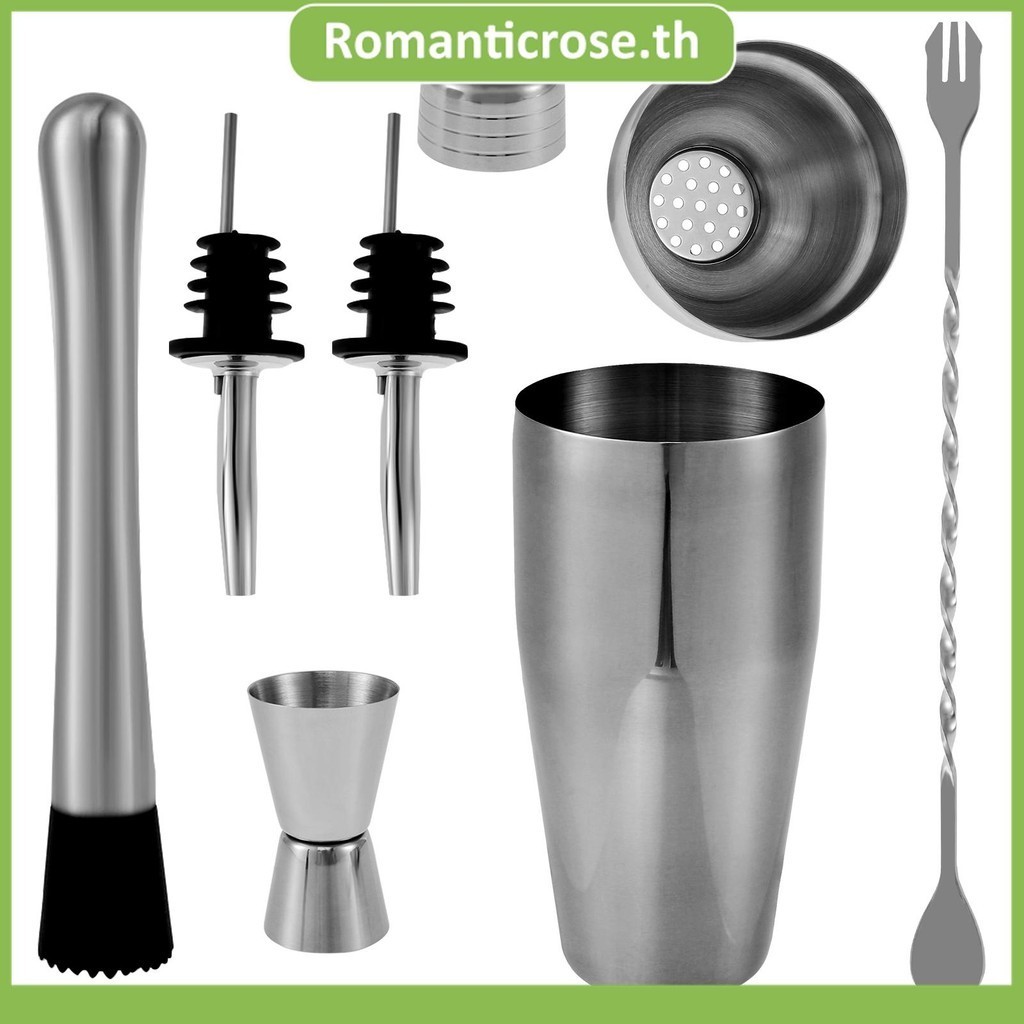 Bộ 6 Cocktail Shaker 750ML Mixology Bartender Kit Thanh Chống Rò Rỉ Shaker Set Có Thể Tái Sử Dụng Co