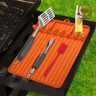 Popubear-silicone Đĩa BBQ Thảm Cho Đá Đen Nướng BBQ Caddy Giá Đỡ Dụng Cụ Chịu Nhiệt Thìa Thảm Chống Trơn Trượt Nhà Bếp Nấu Ăn Mặt Bàn Phụ Kiện