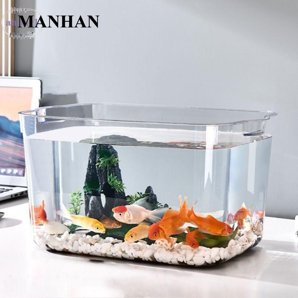 Ahour1 Bể Cá Nhựa Chống Cháy Nổ, Chống Rơi Trong Suốt Để Bàn Cá Vàng Bát, PET Nhỏ Sinh Thái Bình Nước Thực Vật Nước Để Bàn Bể Cá Nhà