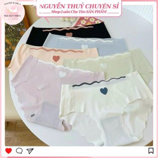 Combo 10 quần lót nữ su lạnh trái tim viền sóng xinh xắn, không lộ viền, kháng khuẩn, lưng thấp, đáy tổ ong - S87 su tim