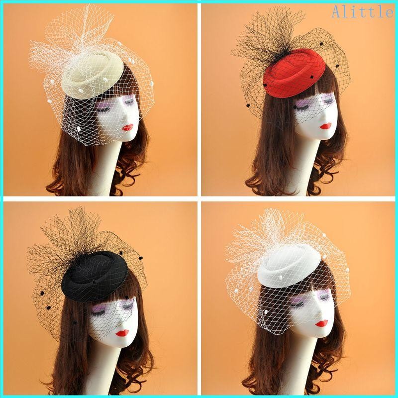 Alia Phụ Kiện Tóc Thời Trang Nữ Fascinator Cocktail Đảng Mũ Cưới Nhà Thờ Mũ Có Lưới Mạng Lưới Lưới S