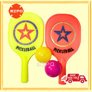 Cặp vợt đồ chơi pickleball trẻ em + 2 bóng - Vợt nhựa đánh banh bóng pickle ball mini - MIPO
