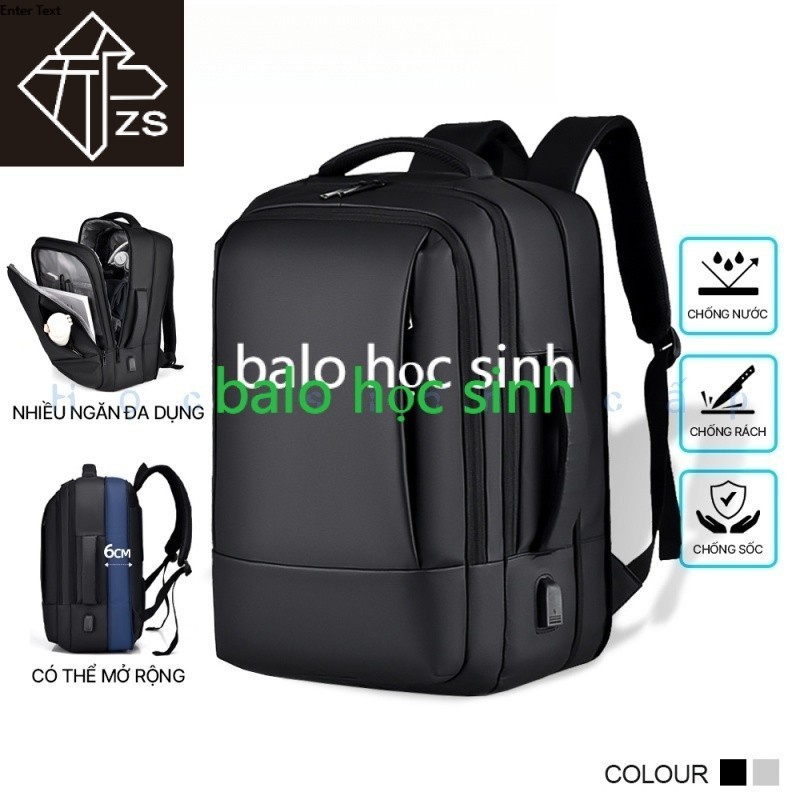 Balo laptop chống sốc chống nước cao cấp  có cổng sạc USB , Balo đựng laptop 15.6 17 inch kích thước lớn