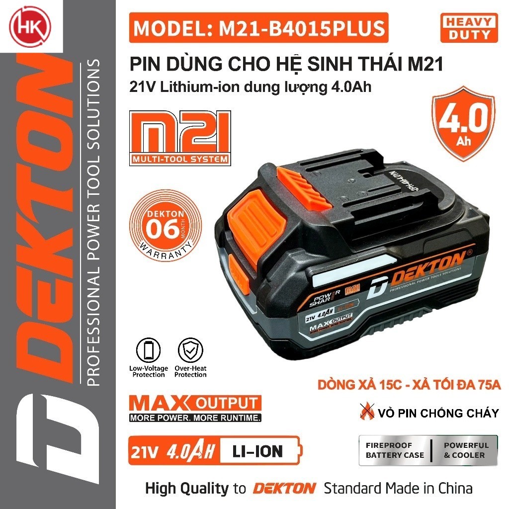 [GIẢM GIÁ CỰC SỐC] Pin Dekton /  Dung Lượng 4aH / M21-B4015PLUS  / Có Giới Hạn / Hệ M21 HK Máy XD