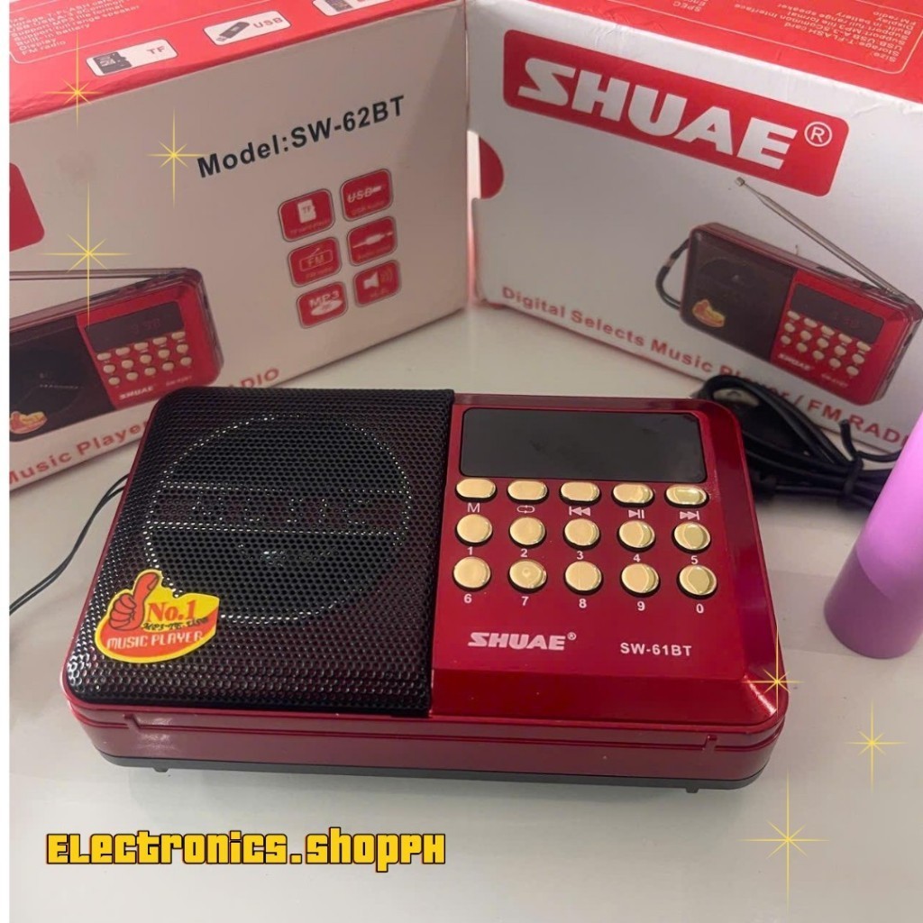 Máy nghe nhạc Digital Selects / Radio FM SHUAE SW-62BT (Kèm pin, dây sạc)"Điện Tử Phương Huy"