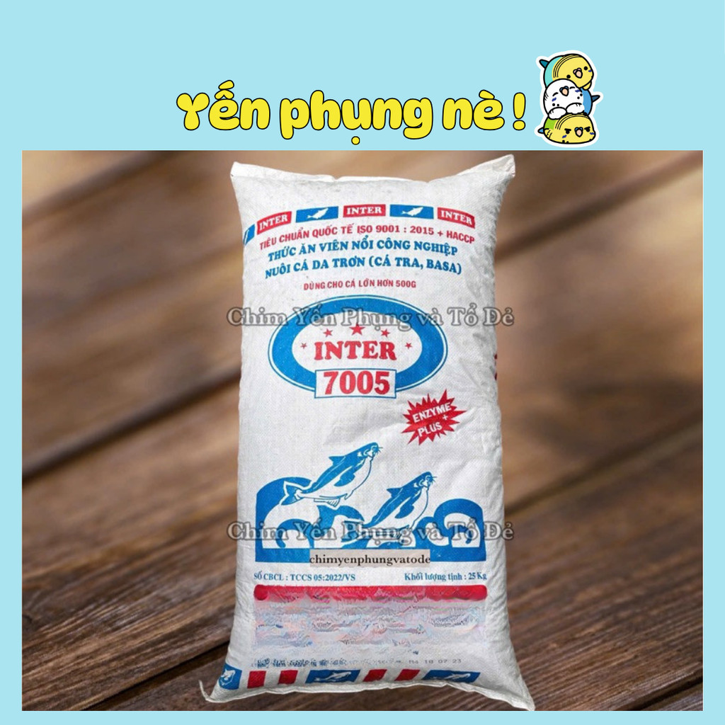[1 BAO 25KG] Cám Cá INTER 7005 viên 10 li dùng để câu cá (cá tra, chép, trê, rô phi, mè), thức ăn cá