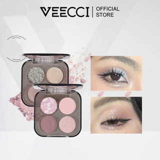 VEECCI Bảng Phấn Mắt Veecci 4 ô Lì Makeup Makeup Thái Lan Hồng Đất Nhũ Cá Tính Trang Điểm Mắt Tập Makeup kuromi