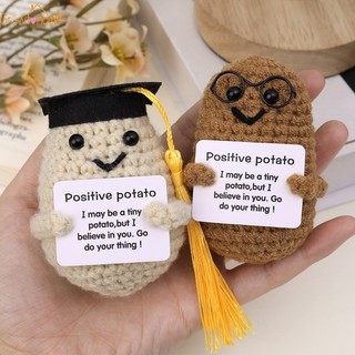 Quà Tặng Vui Nhộn Có Thẻ Năng Lượng Tích Cực Búp Bê Khoai Tây Handmade Dệt Kim Nhiều Biểu Hiện Mặt Búp Bê Trang Trí Nhà Cửa