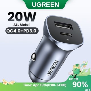 Tẩu sạc nhanh UGREEN QC PD 4.0 3.0 cổng cắm USB tiện dụng cho xe hơi