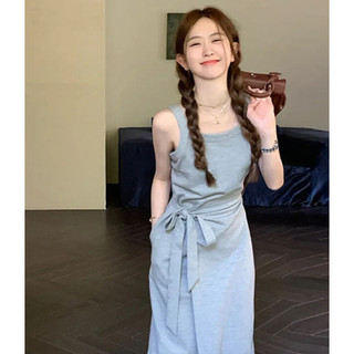 Váy Đầm Hai Dây Váy Dáng Dài Buộc Dây Ở Eo Mới Lạ Thiết Kế Đơn Giản Dễ Phối Mẫu Mới Mùa Hè Cho Nữ 2024