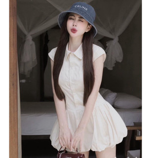 Đầm cổ sơ mi nữ chân váy bồng mặc đi chơi siu đẹp BY JOLIE