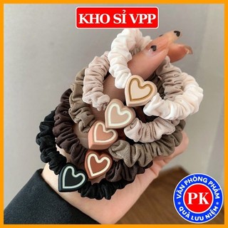 Thun cột tóc nữ, chun buộc tóc trái tim Hàn Quốc dễ thương phụ kiện buộc tóc đẹp nhiều màu, dây buộc tóc xinh E1670