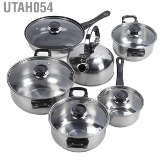 Utah054 Kitchen Cookware Set Stainless Steel Pots Pans Includes Saucepan Stock Po