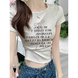 Kii Wii Mùa Hè Mới Cổ Tròn Nơ In Chữ Đa Năng Áo Thun Nữ Tay Ngắn Đa Năng 240506