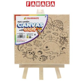 Bộ khung tranh mini wooden canvas with easel 11 x 11 cm kèm giá vẽ - colormate 113837