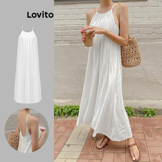 Đầm Lovito xếp ly xếp nếp màu trơn phong cách thường ngày cho nữ L85AD165