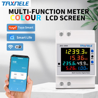 Tuya wifi 6in1 ac 220v hệ số điện áp dòng điện kwh đồng hồ đo tần số năng lượng điện d52-2066