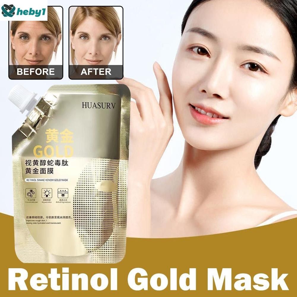 Huasurv Retinol Snake Peptide Gold Facial Mask Làm sạch lỗ chân lông Áp dụng loại nước mắt Màng bùn dưỡng ẩm Kết cấu sảng khoái và tinh tế Dễ sử dụng heby1