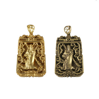 Yueying 2024 Retro Đồng Thau Trung Thành Qianqiu Quan Công Thẻ Quan Shengdijun An Toàn Quyến Rũ Đồng Thau Khắc Quan Công Xe Mặt Dây Chuyền