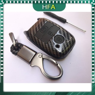 Ốp chìa khoá vân cacbon xe kia seltos, k3, cerato 2016-2018, sorento, soluto, bao chìa khóa - hfa
