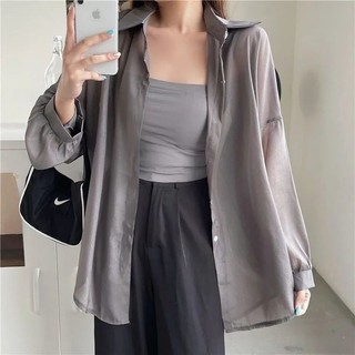 Sợi Ngọc Trai Áo Sơ Mi Voan Nữ Mùa Hè Mỏng Phong Cách Mới Rời Phù Hợp Với Băng Lụa Chống Nắng Áo Sơ Mi Áo Khoác Giữa Chiều Dài Hàng Đầu
