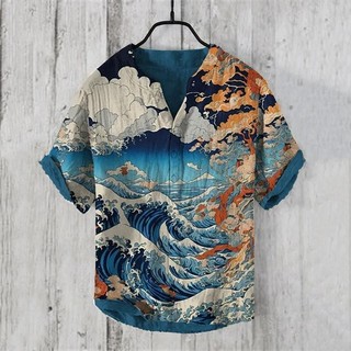 Áo sơ mi ba ngực in họa tiết biển in họa tiết kỹ thuật số 3D dành cho nam Hawaii 