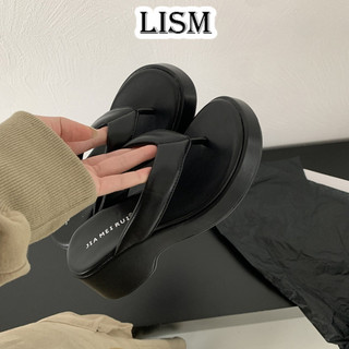 LISM dép đế cao dép sandal nữ dép quai ngang Cổ điển Đàn hồi Đệm êm Đế chống trơn trượt B26G0BI 20Z240517