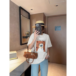 Fashmily Hàng có sẵn 100% Cotton Áo thun nữ tay ngắn Cặp đôi Hàn Quốc Baju Oversize Người phụ nữ dáng rộng Tee