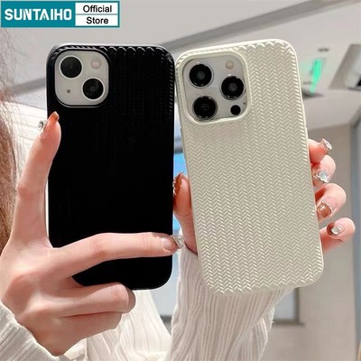 Suntaiho ốp lưng iphone đơn giản sang chảnh lượn sóng Đen Ốp Điện Thoại Silicon Mềm Chống Sốc Họa Tiết 3D Cho Iphone 16 15 14 12 13 11 Pro Max IP 7 8 Plus Iphon X Xs XR XsMax