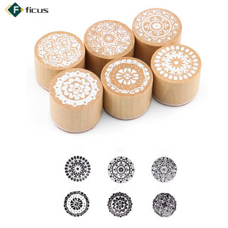 Sẵn sàng! 6 Chiếc Tự Làm Bằng Gỗ Hình Tròn Tem 6 Phong Cách Retro Khác Nhau Họa Tiết Hoa Series Con Dấu Cho Sổ Lưu Niệm Đám Cưới