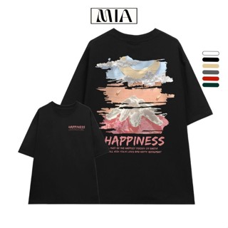 [HÀNG CAO CẤP] Áo Thun Nữ, Áo Phông Unisex Happiness Chất Cotton Thoáng Mát Form Rộng Tay Lỡ Cho Nam Nữ