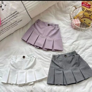 Váy xếp li bé gái Mùa hè Trẻ em Váy màu trơn Váy phong cách Hàn Quốc Váy thời trang Quần áo bé gái